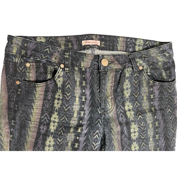 FIRE LOS ANGELES Jeans Pants Tribal Print Skinny STRETCH sz 11 (32 x 30) Muted - Picture 2 of 7